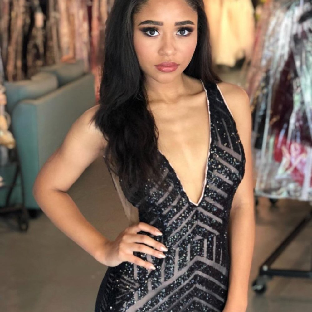 Jovani Balck & Nude Sequin Dress - Picture 4 of 7
